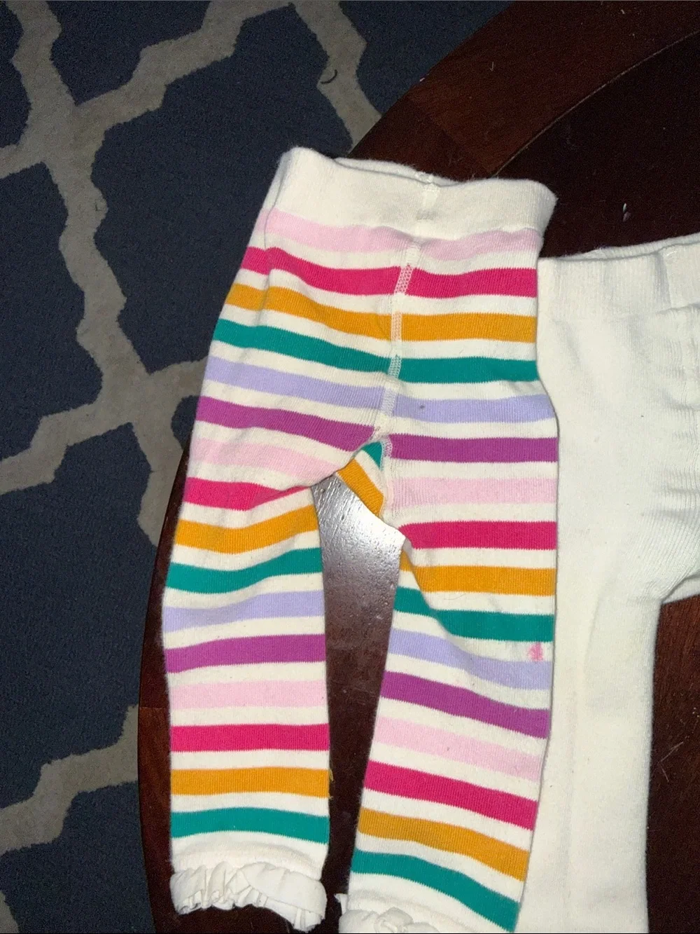 Toddler Assorted Pink, Cream & Multicolor Cotton ruffle/footless Tights - 6 Pack